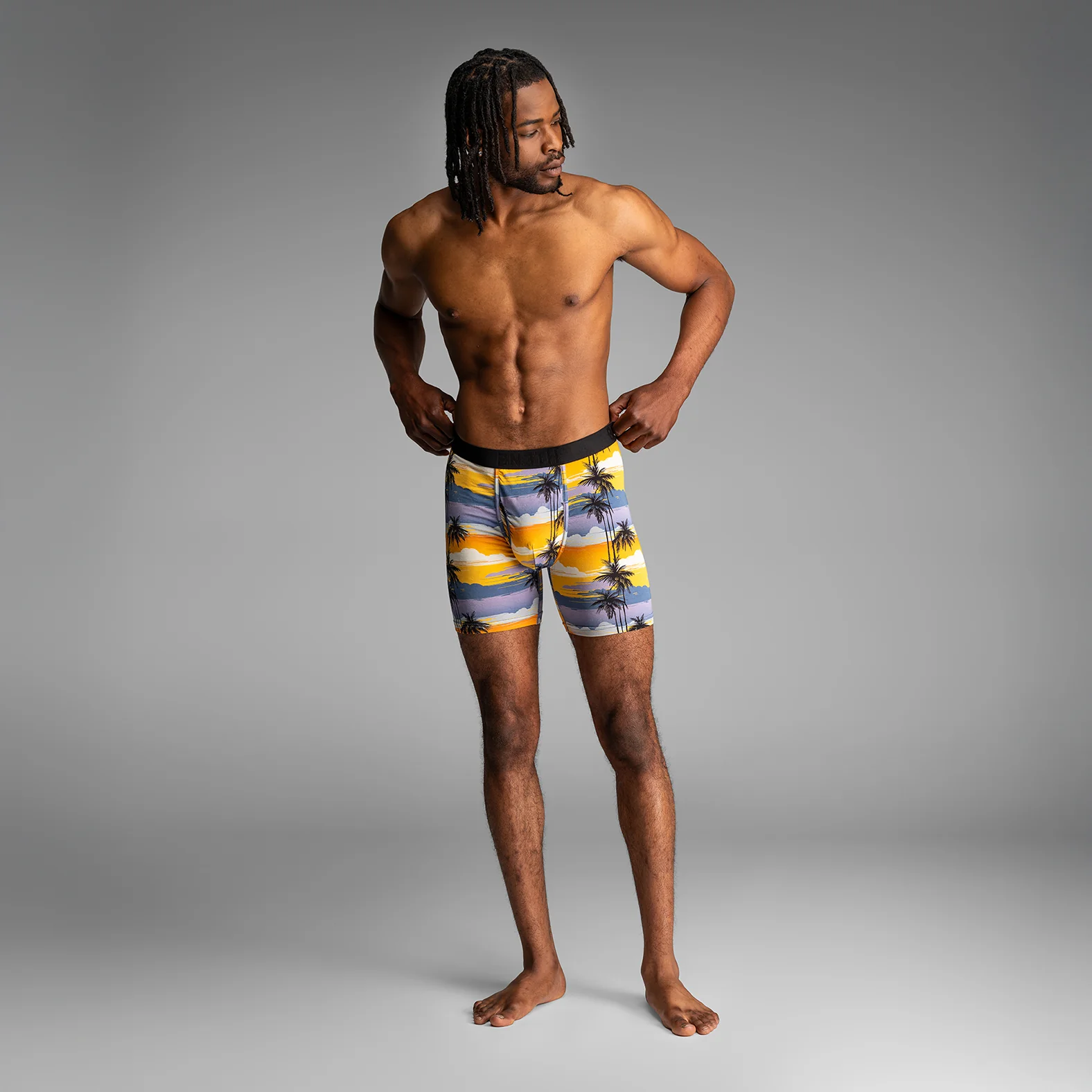 Classic Icon Boxer Brief With Fly : Palm Tree Horizon Mimosa - Image 3